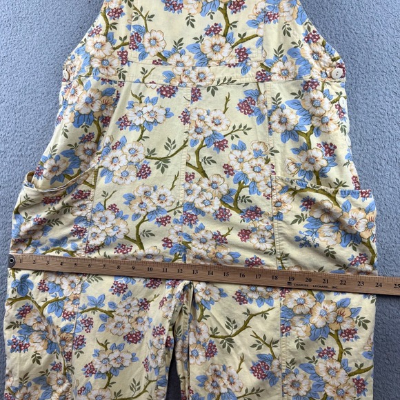 Vintage April Cornell Floral Overalls Yellow Wide Leg Jumpsuit Womens Large L - Picture 6 of 10